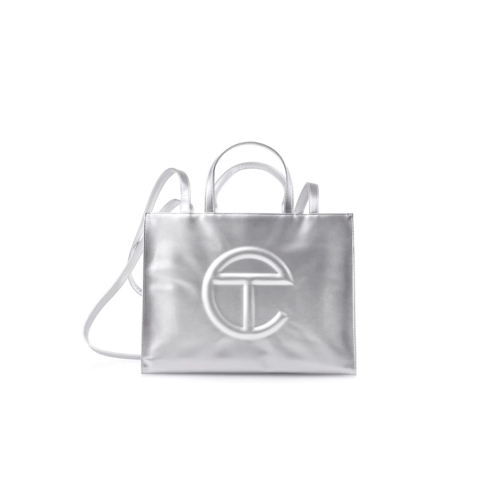 Telfar Medium Shopper Bag Silver New